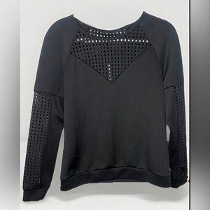 Fabletics Black Laser-Cut Mesh Detail Sweatshirt – Size M